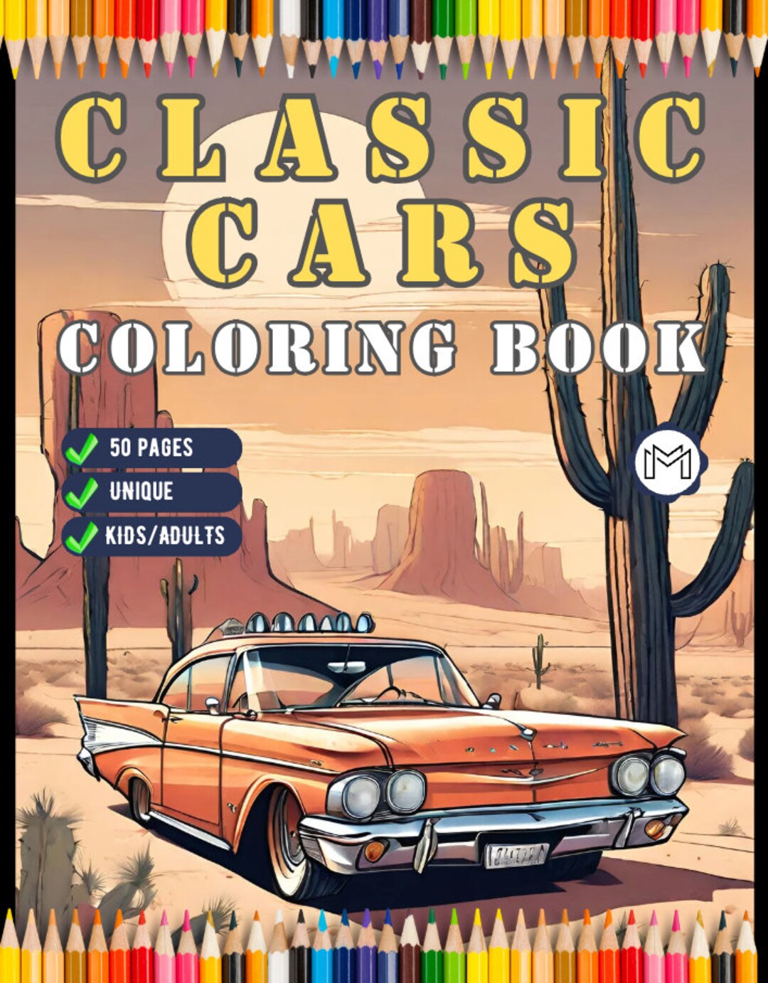 Old Vintage Classic Car Coloring Book for Adults and Kids 50 Pages ...