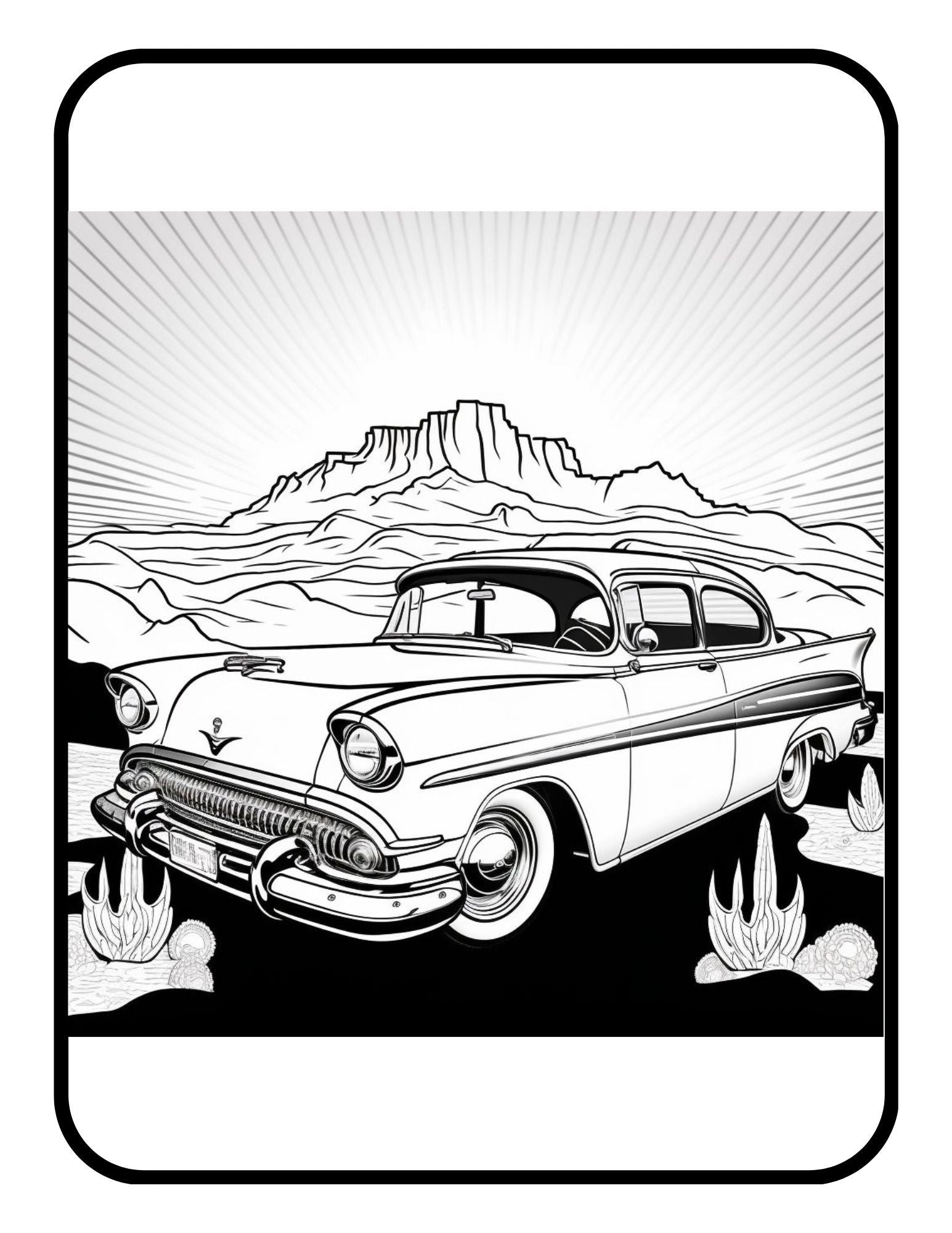 Vintage Classic Old Enthusiast Car Coloring Book Exotic Race Car for