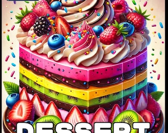 50 Pages Cozy Dessert Foodie Food Lover Coloring Book for Adults Kids Men Women Boys Girls Teens Youth Simple Bold and Easy Dessert Coloring