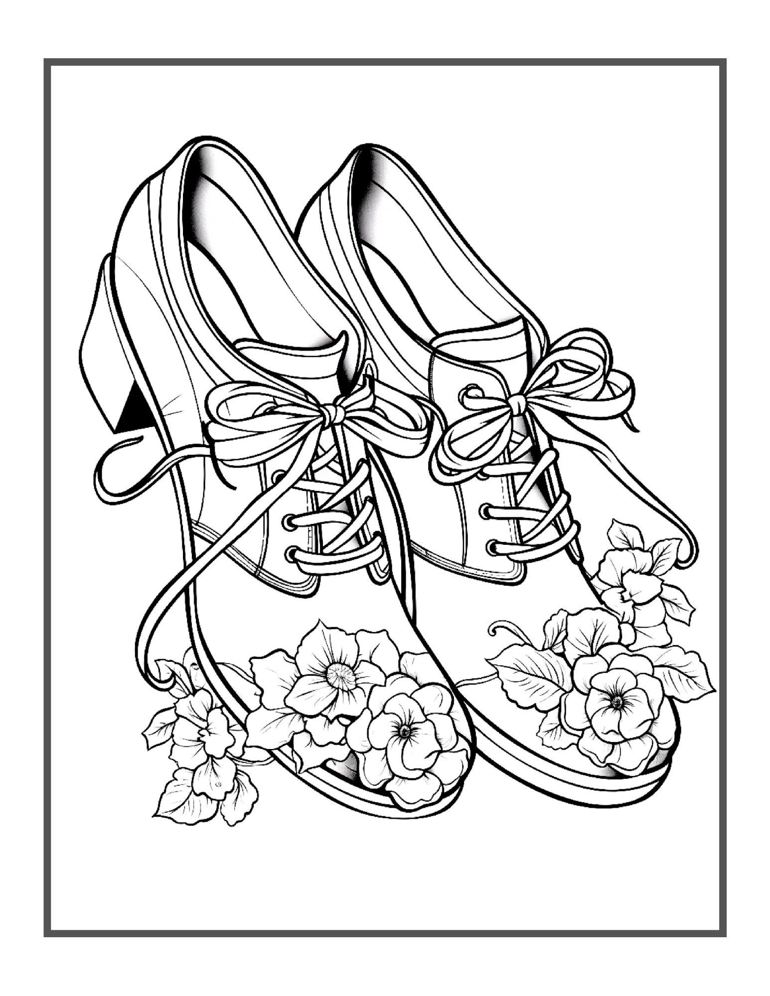 50 Pages Fashion Shoes Coloring Book Gift for Adults Kids Men Women ...