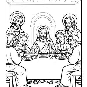 50 Pages Easy Jesus Coloring Book Gift for Adults Kids Children Boys Girls Teens Christian Religion Catholic Bible Stories Coloring Pages image 3