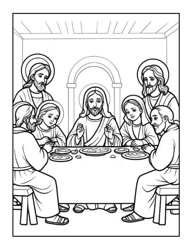 50 Pages Easy Jesus Coloring Book Gift for Adults Kids Children Boys Girls Teens Christian Religion Catholic Bible Stories Coloring Pages image 3