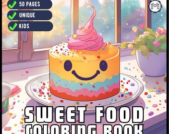 50 Pages Cozy Dessert Foodie Food Lover Coloring Book for Young Kids Men Women Boys Girls Teens Youth Simple Bold and Easy Cute Coloring