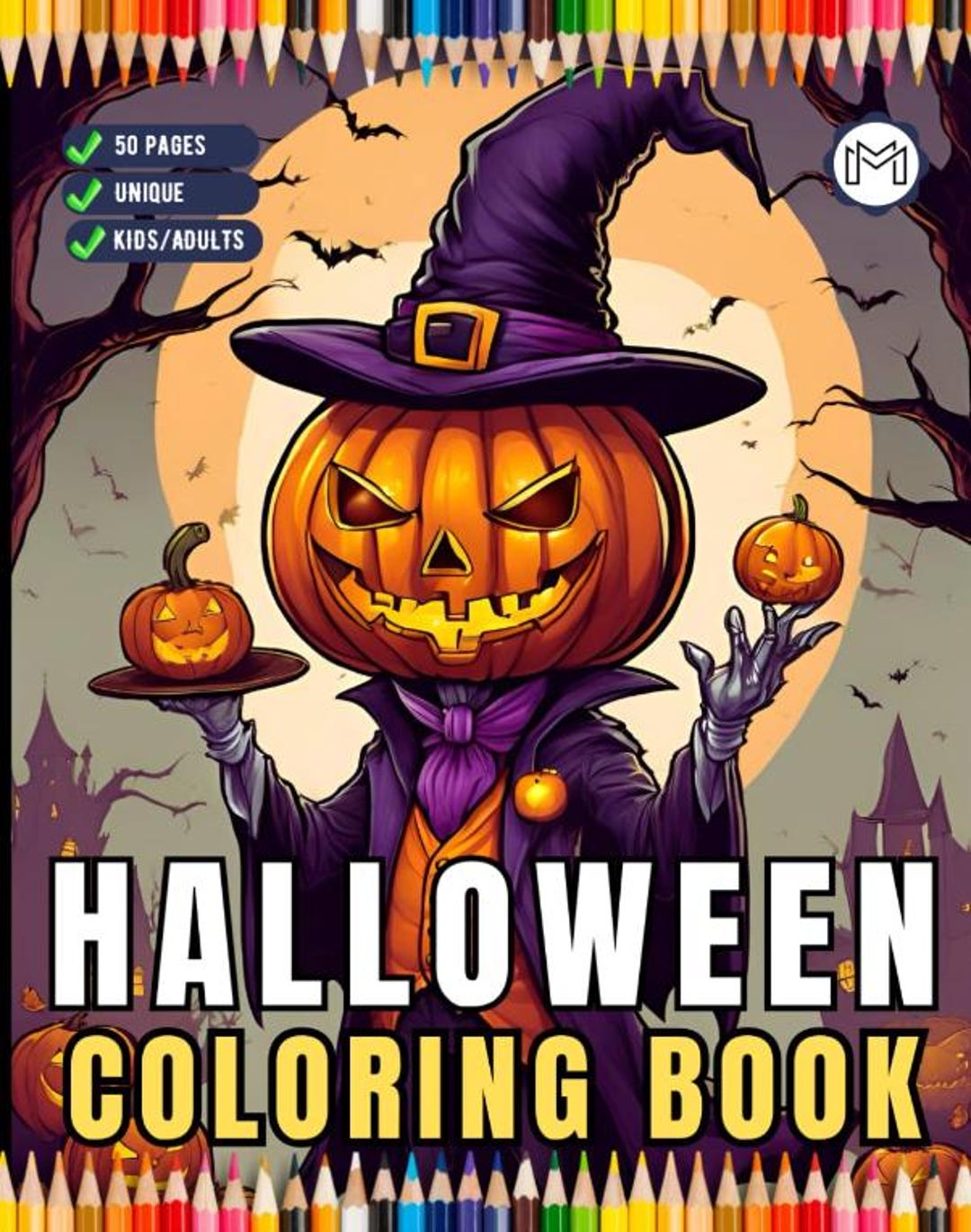 50 Pages Ghost Halloween Coloring Book for Kids and Adults Coloring ...