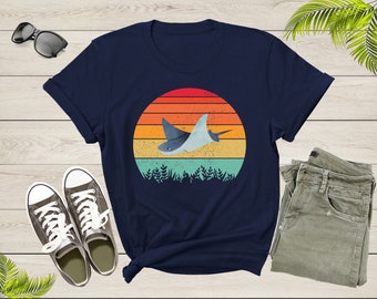 Retro Sunset Vintage Manta Ray Cute Stingray Fish Animal Gift Stingray Shirt T-Shirt Stingray Gift for Girls Men Women Kids Boys Girls