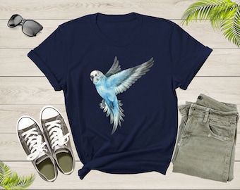 Womens Mens Cute Flying Parakeet Budgie Bird Lover Gift Shirt Present For Parakeet Lover Bird Owner Tshirt For Men Women Boys Girls T-shirt