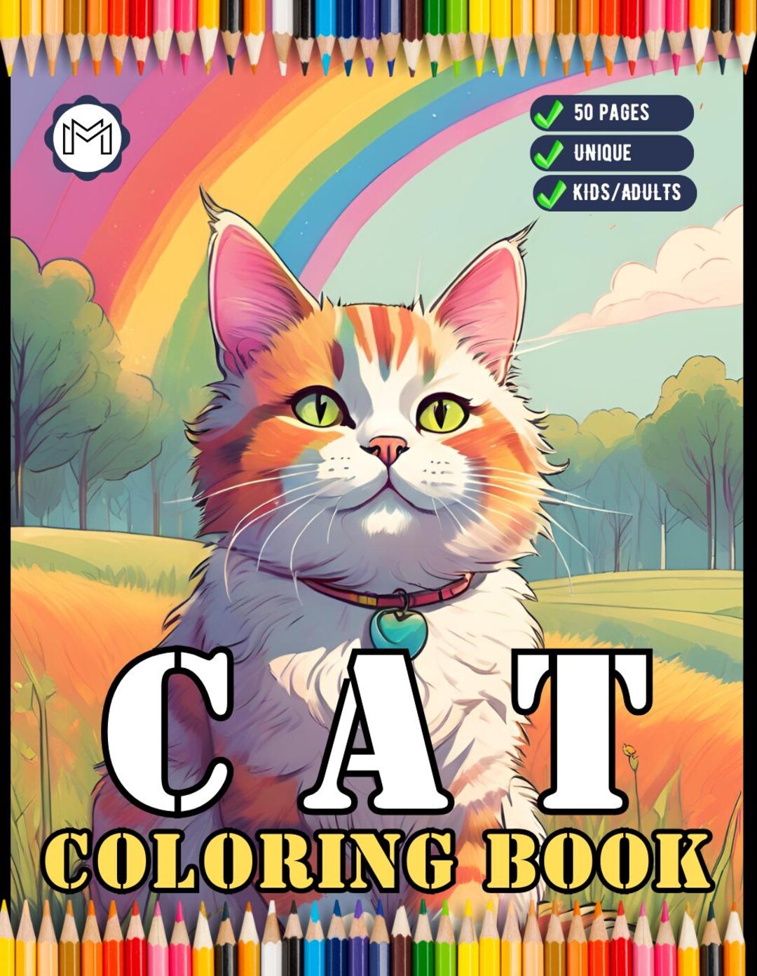 50 Pages Cute Cozy Cat Kitten Kitty Coloring Book Gift for Cat Lover ...