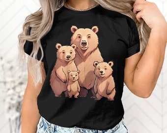 Cute Mama Bear and Cubs Family Mom Mother Gift Women Wife T-Shirt Mom Mother Bear Cubs Birthday Holiday Presents Men Women Kids Tshirt