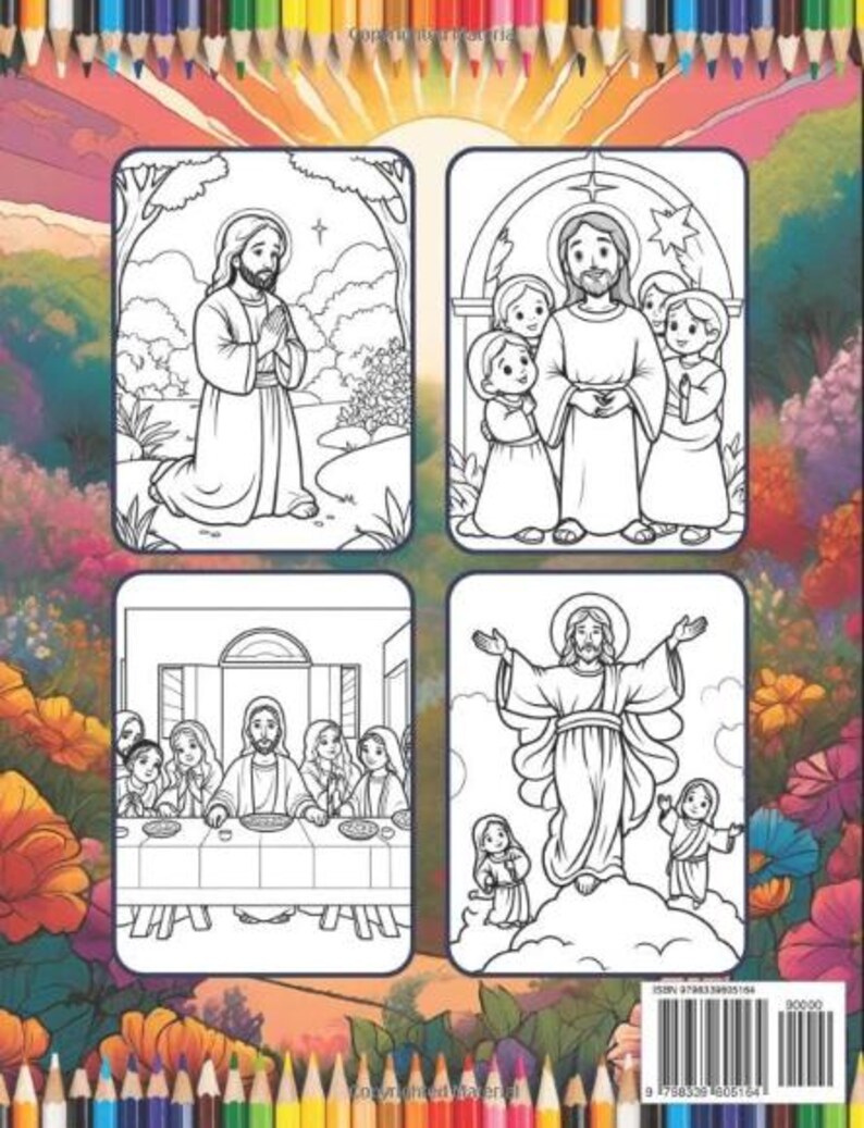 50 Pages Easy Jesus Coloring Book Gift for Adults Kids Children Boys Girls Teens Christian Religion Catholic Bible Stories Coloring Pages image 2