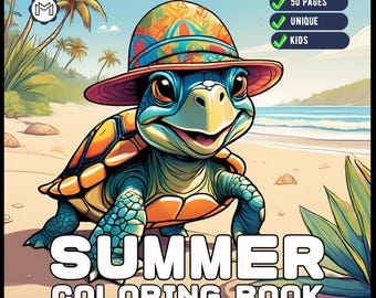 50 Pages Kawaii Summer Coloring Book Gift for Kids Boys Girls Teens Youth Stress Relief Relaxation Summer Vacation Coloring Pages