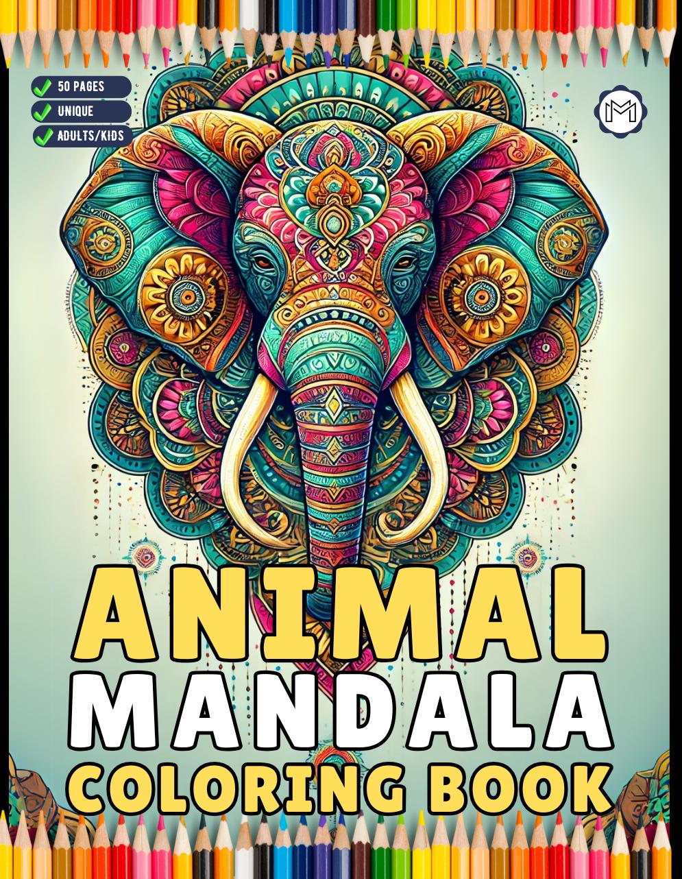 50 Pages Bold and Easy Animal Mandala Coloring Book Gift for Adults ...