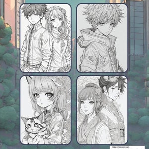 Cute Japanese Anime Coloring Book for Adults Kids Boys Girls 50 Pages Easy Anime Manga Coloring Pages for Kids Coloring Books for Teens image 4