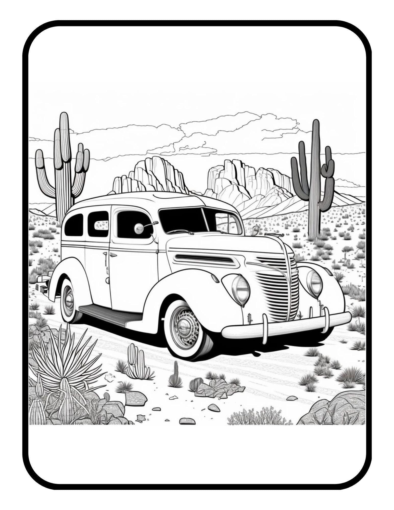 Vintage Classic Old Enthusiast Car Coloring Book Exotic Race Car for ...