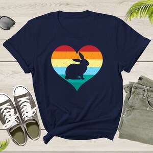 Happy Easter Day Cute Bunny Lover Gift Retro Rabbit Heart T-Shirt Rabbit Bunny Easter Shirt Easter Bunny Animal Gift Lover Family T Shirt