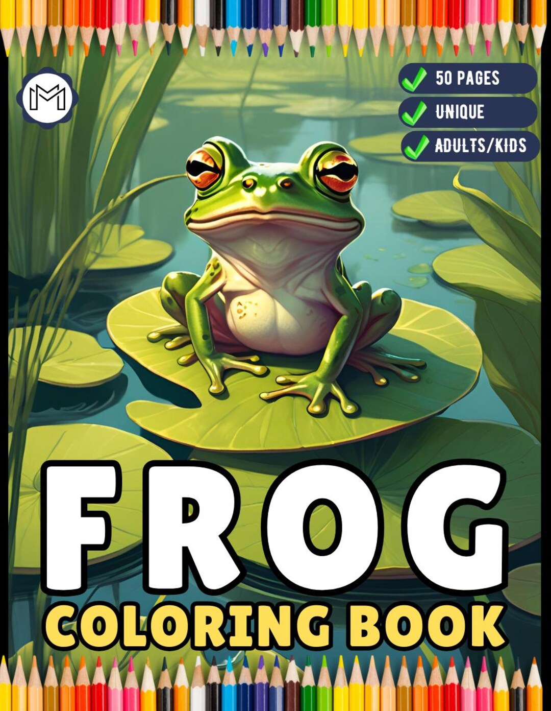 Cute Frog Toad Coloring Book Gift for Adults Kids Men Women Boys Girls
