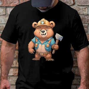 Funny Bear Coal Miner Underground Minning Gift Men Women Kid T-Shirt Bear Coal Miner Mining Birthday Holiday Presents Tshirt