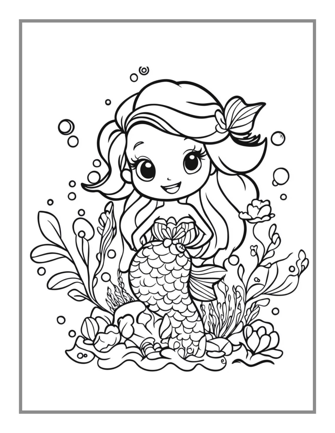 50 Pages Cute Easy Mermaid Coloring Book Gift for Kids Boys Girls Teens ...