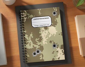 Military Army Design Composition Notebook for Adults Kids Boys Girls Teens 118 Pages College Ruled 6 x 8 Lined Paper Composition Book