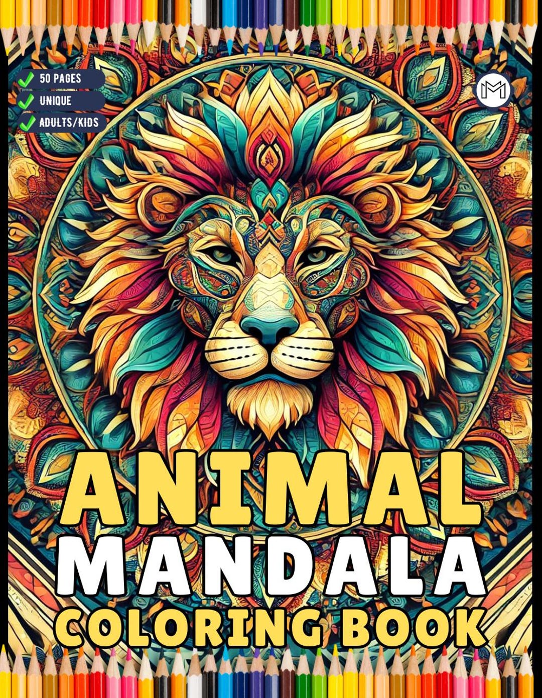 50 Pages Bold and Easy Animal Mandala Coloring Book Gift for Adults ...
