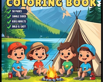Bold and Easy Cozy Camping Coloring Book Gift for Adults Men Women Kids Boys Girls Young Teens Summer Camp Camping Coloring Sheets Children