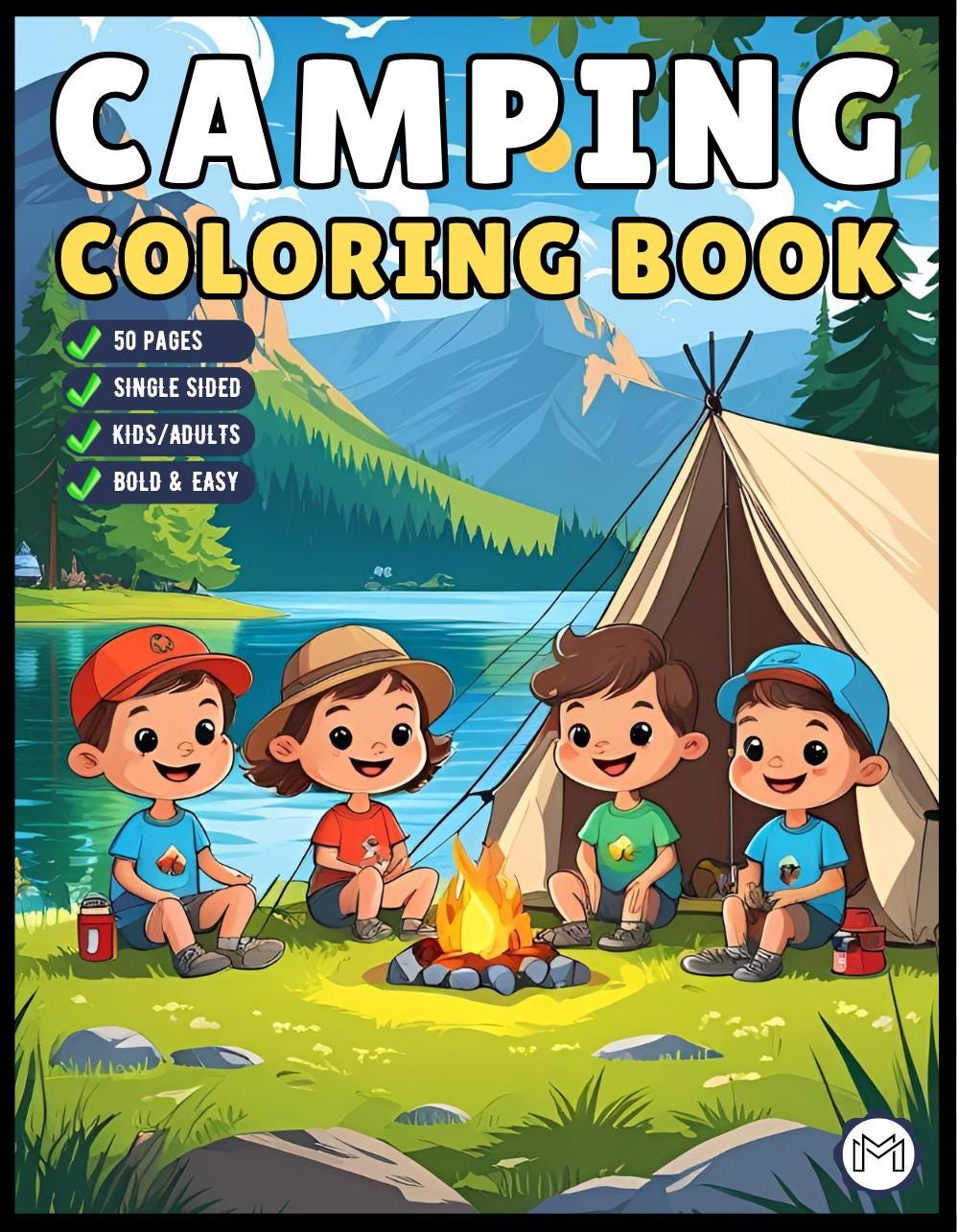 Bold and Easy Cozy Camping Coloring Book Gift for Adults Men Women Kids ...