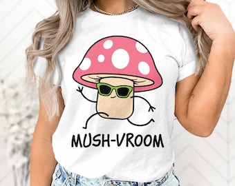 Magic Mushroom Botanical Plant Tshirt Mushroom Lover Funny Mush-vroom Mushroom Fruit Pun Gift for Men Women Kids T-Shirt