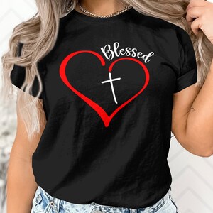 Blessed Heart Christian Religious Faith Inspirational Gift for Religious Men Women Kids Boys Girls T-Shirt