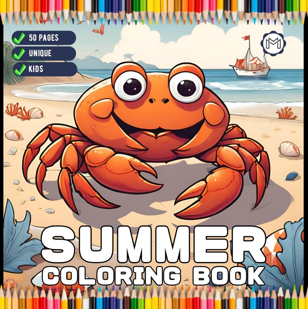 50 Pages Kawaii Summer Coloring Book Gift for Kids Boys Girls Teens ...