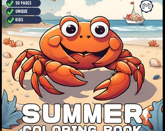 50 Pages Kawaii Summer Coloring Book Gift for Kids Boys Girls Teens Youth Bold and Easy Summer Coloring Sheets Stress Relief Relaxation