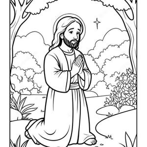 50 Pages Easy Jesus Coloring Book Gift for Adults Kids Children Boys Girls Teens Christian Religion Catholic Bible Stories Coloring Pages image 5