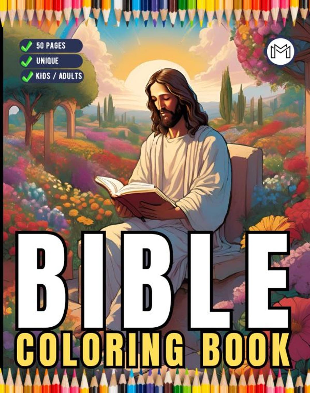 50 Pages Easy Jesus Coloring Book Gift for Adults Kids Children Boys ...