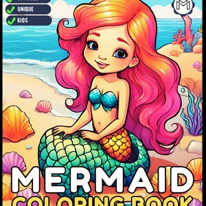 50 Pages Cute Easy Mermaid Coloring Book Gift for Kids Boys Girls Teens Sea Creature Mermaid Coloring Activity Book Adults Kids Relaxation