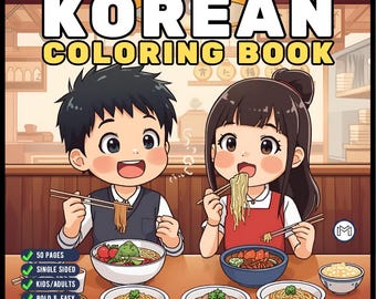Cozy Korean Coloring Book for Adults Men Women Kids Young Boys Girls Teens Cool South Korea Village City Culture Coloring Activity Book
