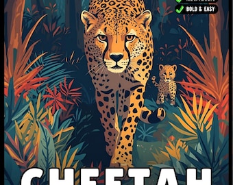 Cool Cheetah Coloring Book Gift for Adults Kids Boys Girls Teens Youth 50 Pages Single Sided Relaxation Wildlife Safari Zoo Animal Coloring