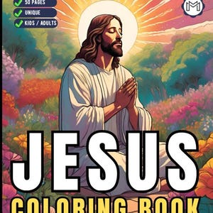 50 Pages Easy Jesus Coloring Book Gift for Adults Kids Children Boys Girls Teens Christian Religion Catholic Bible Stories Coloring Pages