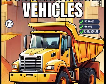 50 Pages Construction Vehicle Coloring Book Gift for Men Women Adults Kids Boys Girls Teens Children Construction Truck Coloring Pages