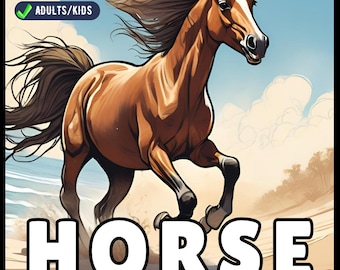 50 Pages Horse Coloring Book Gift for Adults Kids Men Women Kids Boys Girls Teens Cute Horse Animal Coloring Activity Sheets for Farmers