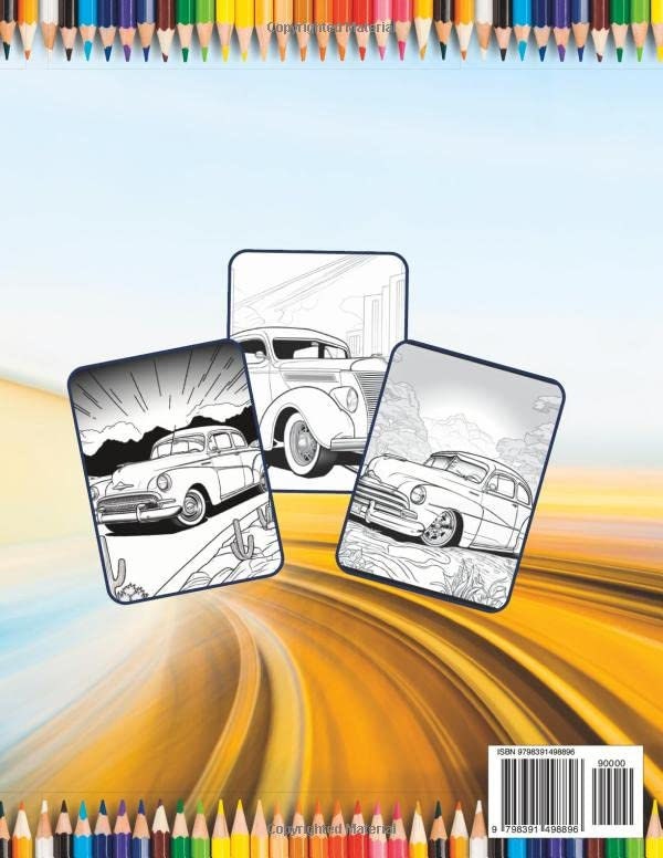 Vintage Classic Old Enthusiast Car Coloring Book Exotic Race Car for Men Classic Car Coloring ...