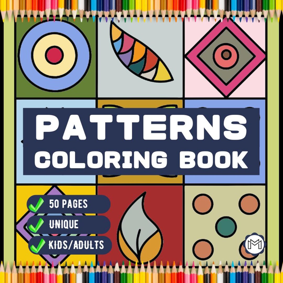 50 Pages Patterns Coloring Book Gift for Adults Men Women Kids Boys ...
