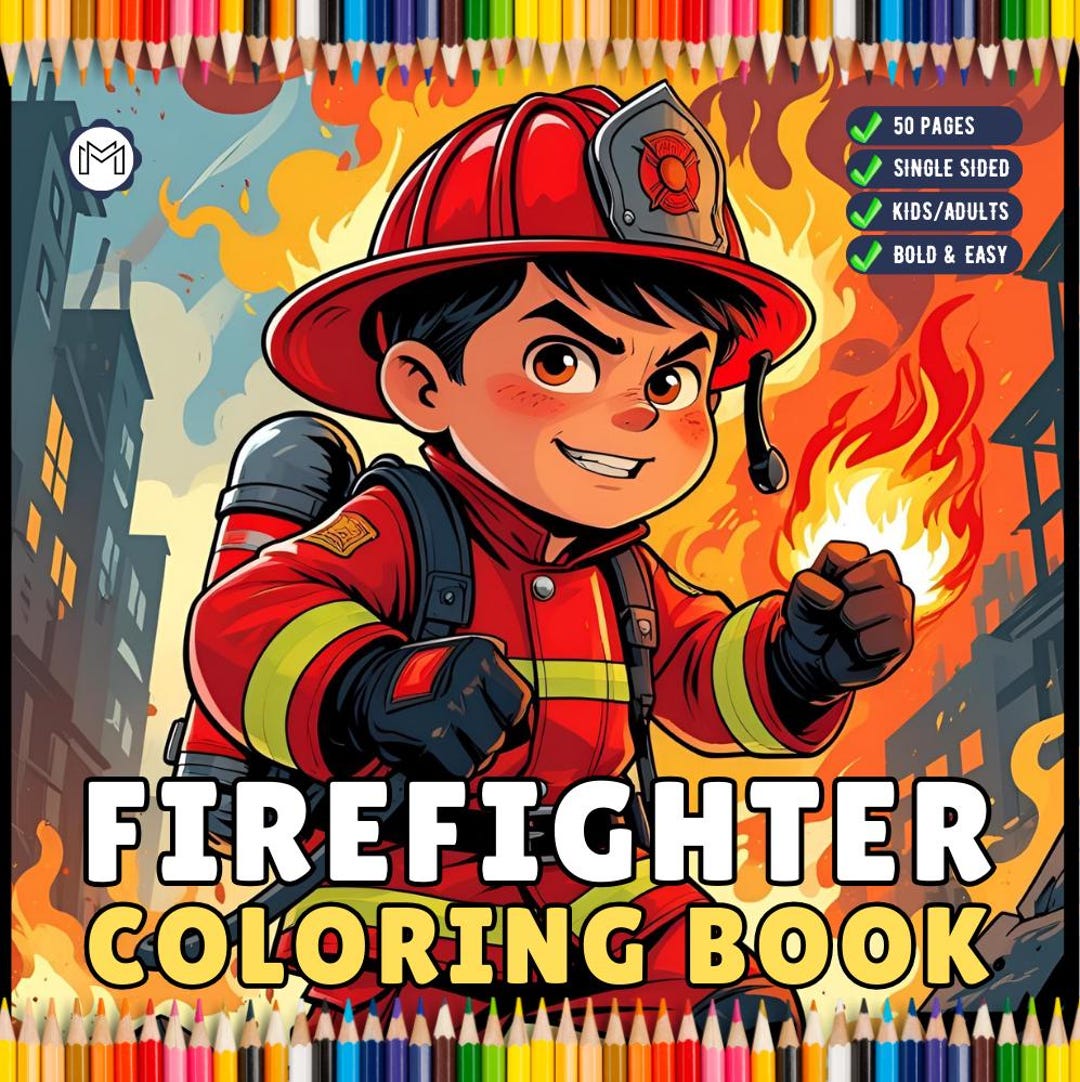 Cool Firefighter Coloring Book Gift for Adults Men Women Kids Boys ...