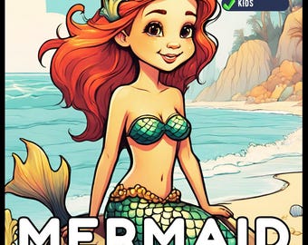 50 Pages Cute Easy Mermaid Coloring Book Gift for Kids Boys Girls Teens Sea Creature Princess Mermaid Coloring Sheets for Children Students