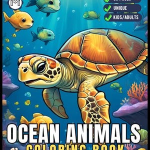 50 Pages Ocean Animals Cute Deep Sea Creatures Fish Coloring Book Gift for Adults Kids Boys Girls Teens Sea Life Fish Easy Coloring Pages