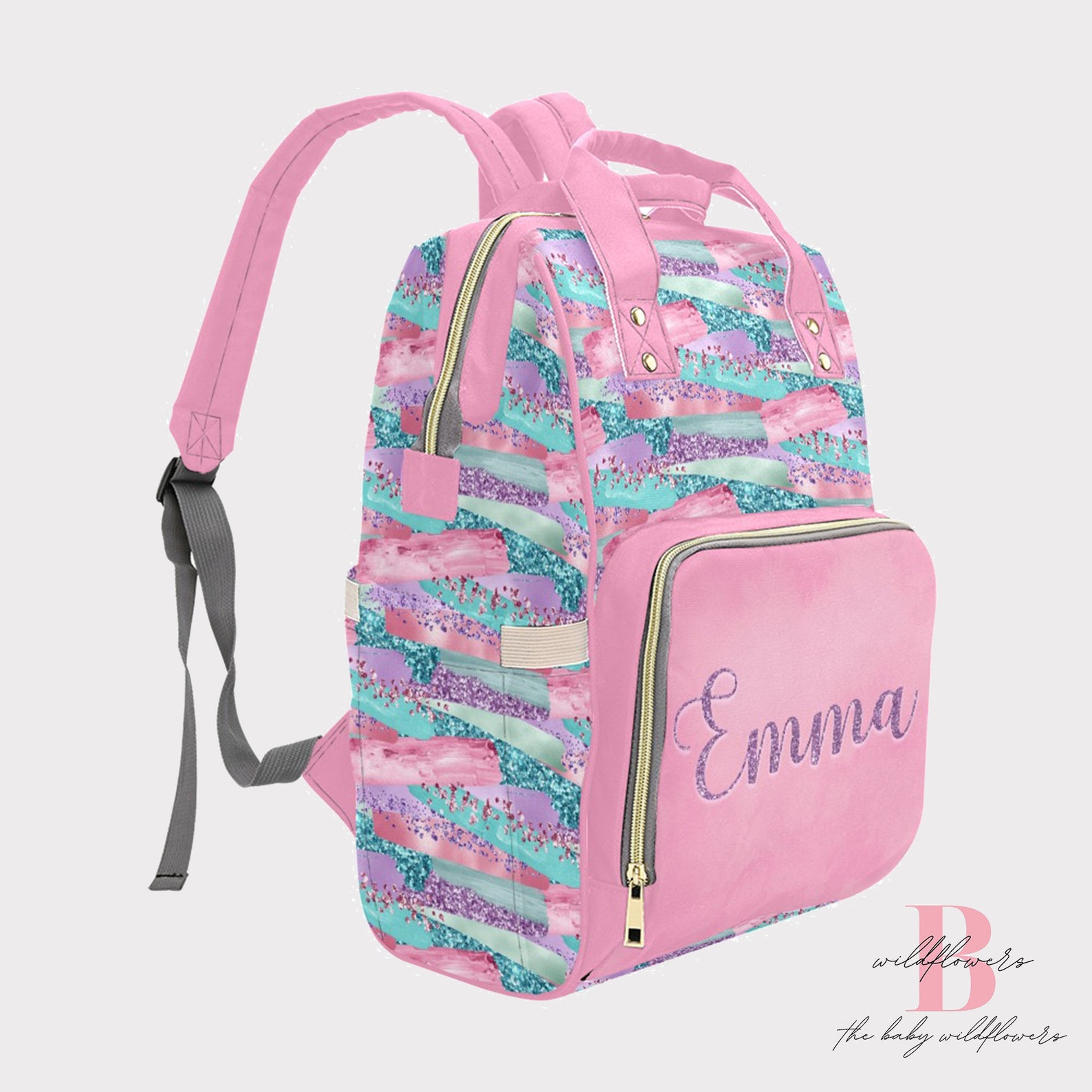 Pink Diaper Bag Girls Diaper Bag Backpack Personalized Etsy