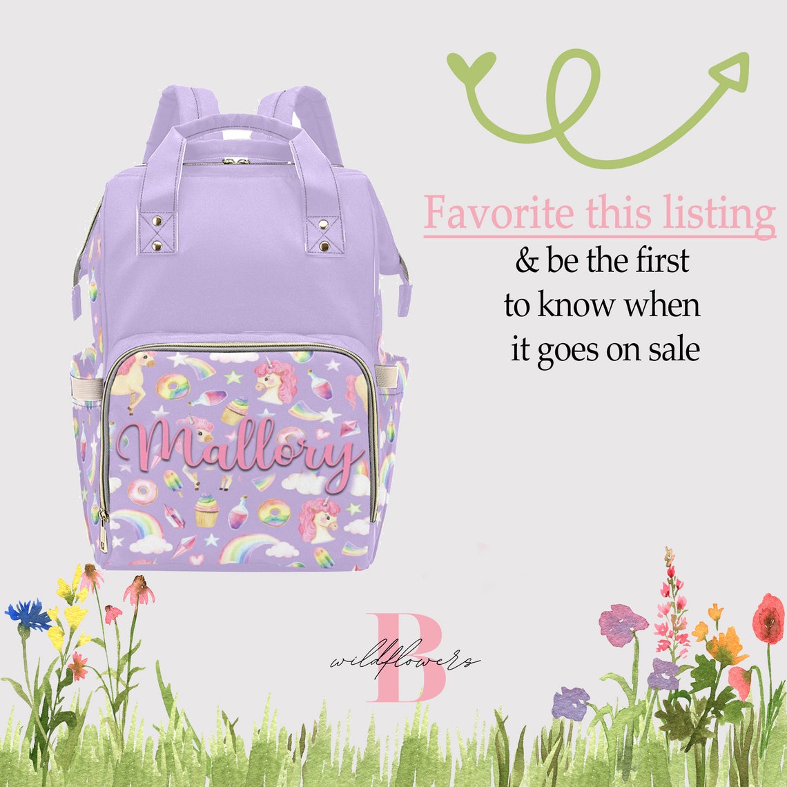 Purple Unicorn Diaper Bag Backpack Unicorn Diaper Bag Etsy