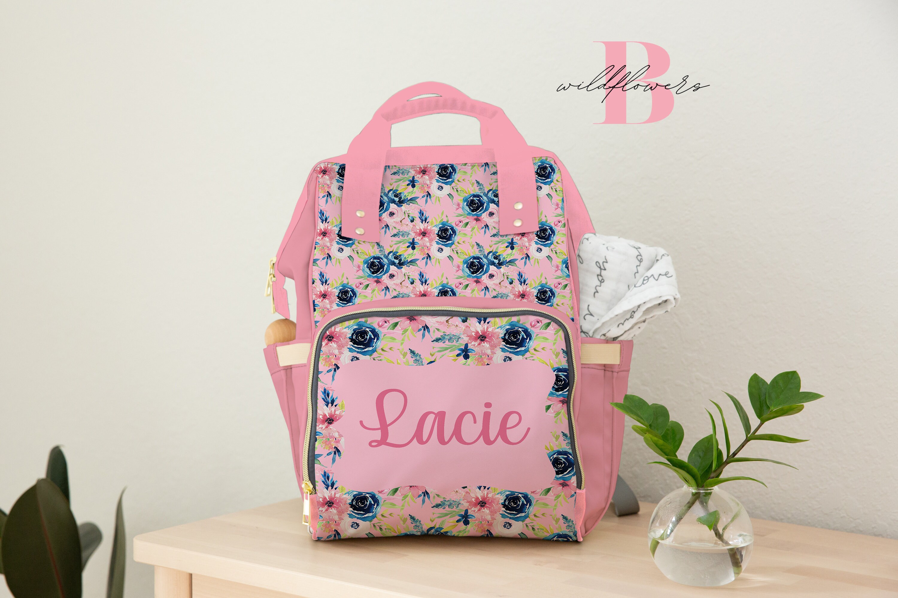 Floral Diaper Bag Girl Diaper Bag Backpack Personalized | Etsy