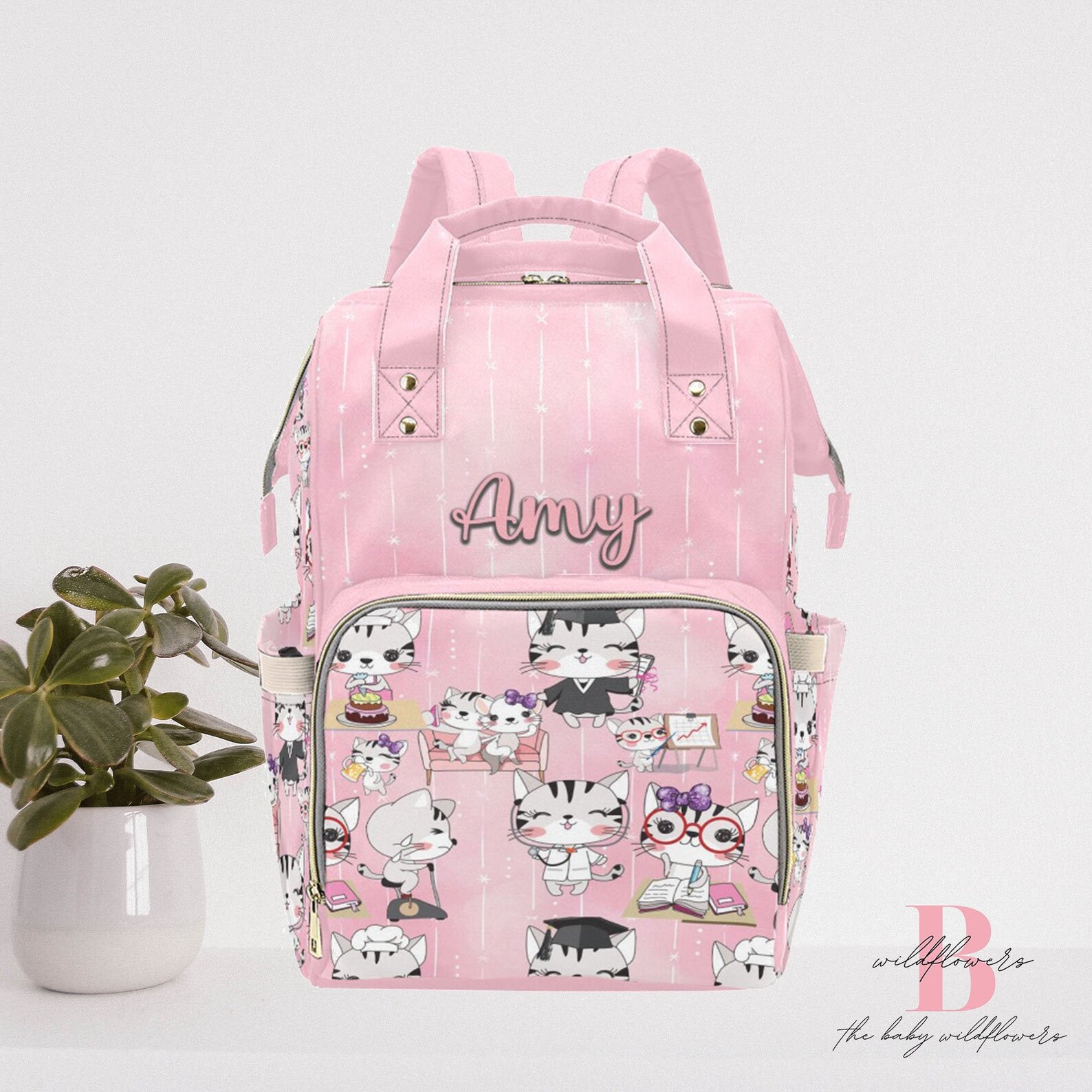 Kitty Cat Backpack Cute Kitty Backpack Personalized Etsy
