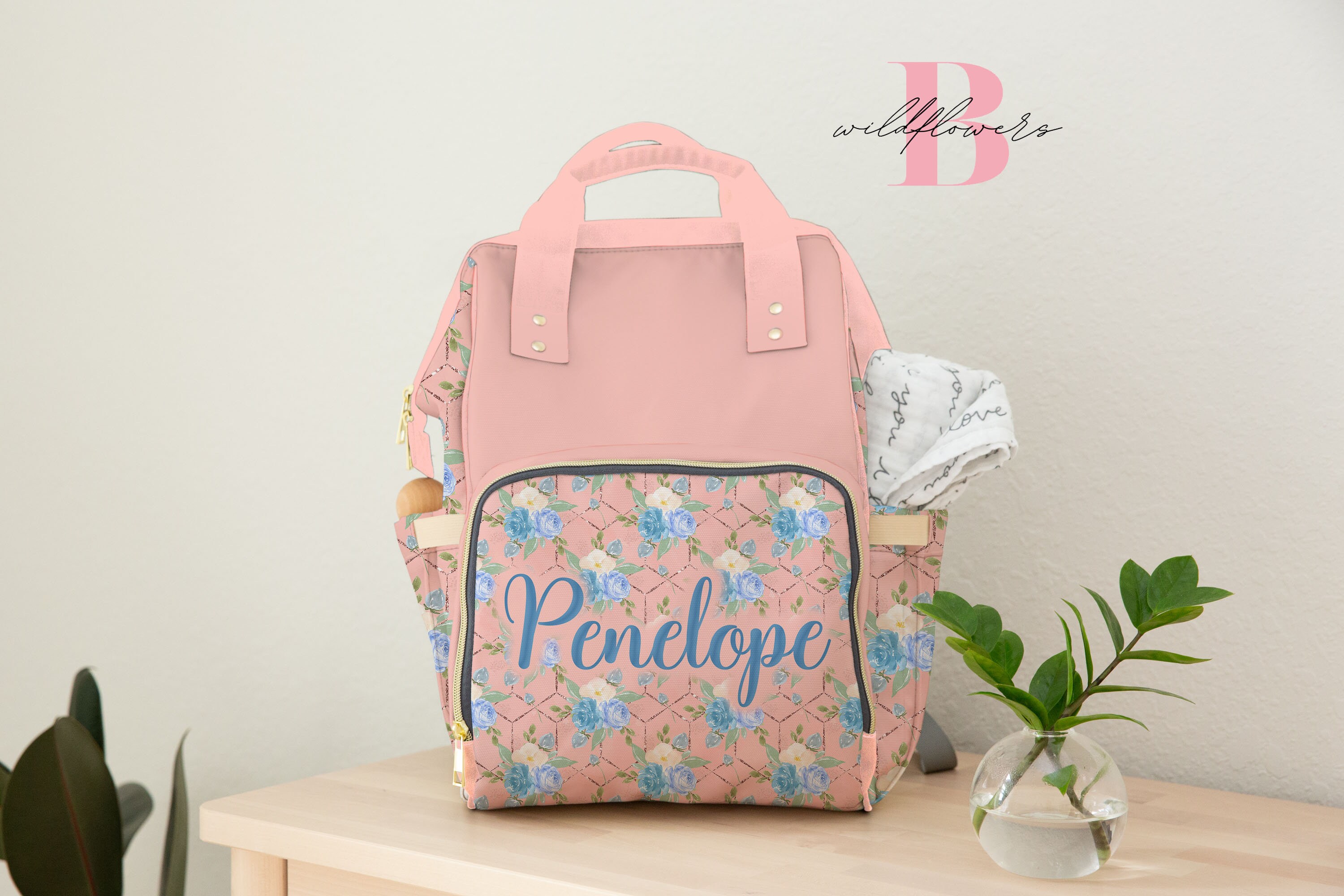 Baby Girl Diaper Bag Personalized Girls Diaper Bag Floral Etsy