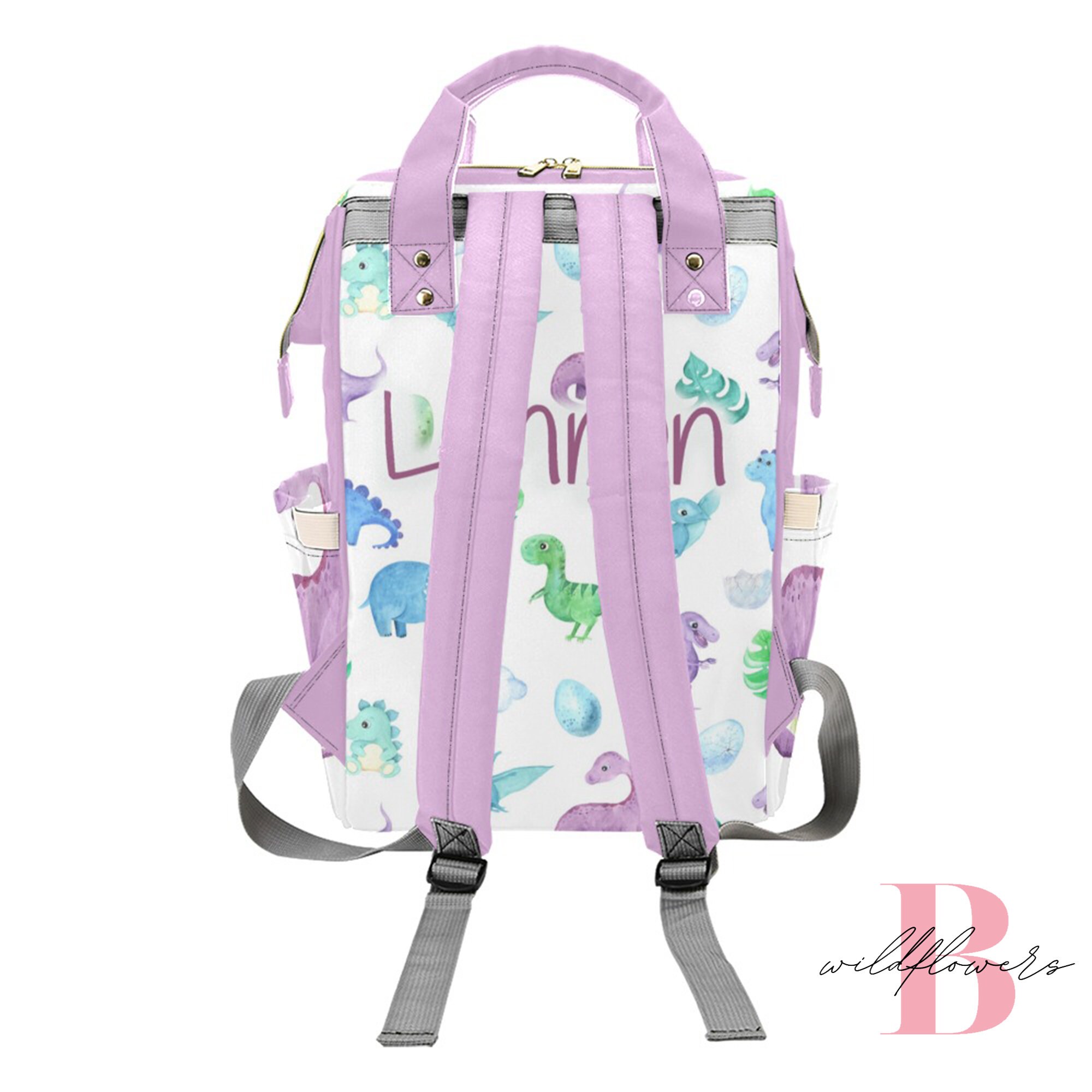 Personalized Boys Diaper Bag Backpack Purple Dino Boys Etsy