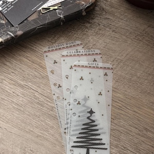 A6 Vintage Christmas Bistro Custom Bookmarks (4-Pack) | Cash Stuffing Binder Dividers | Personalized Christmas Tree or Monogram
