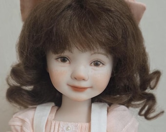 Bisque doll &#39;A girl with a flower&#39; by Monbisou &#39;Dianna Effner Mold&#39;